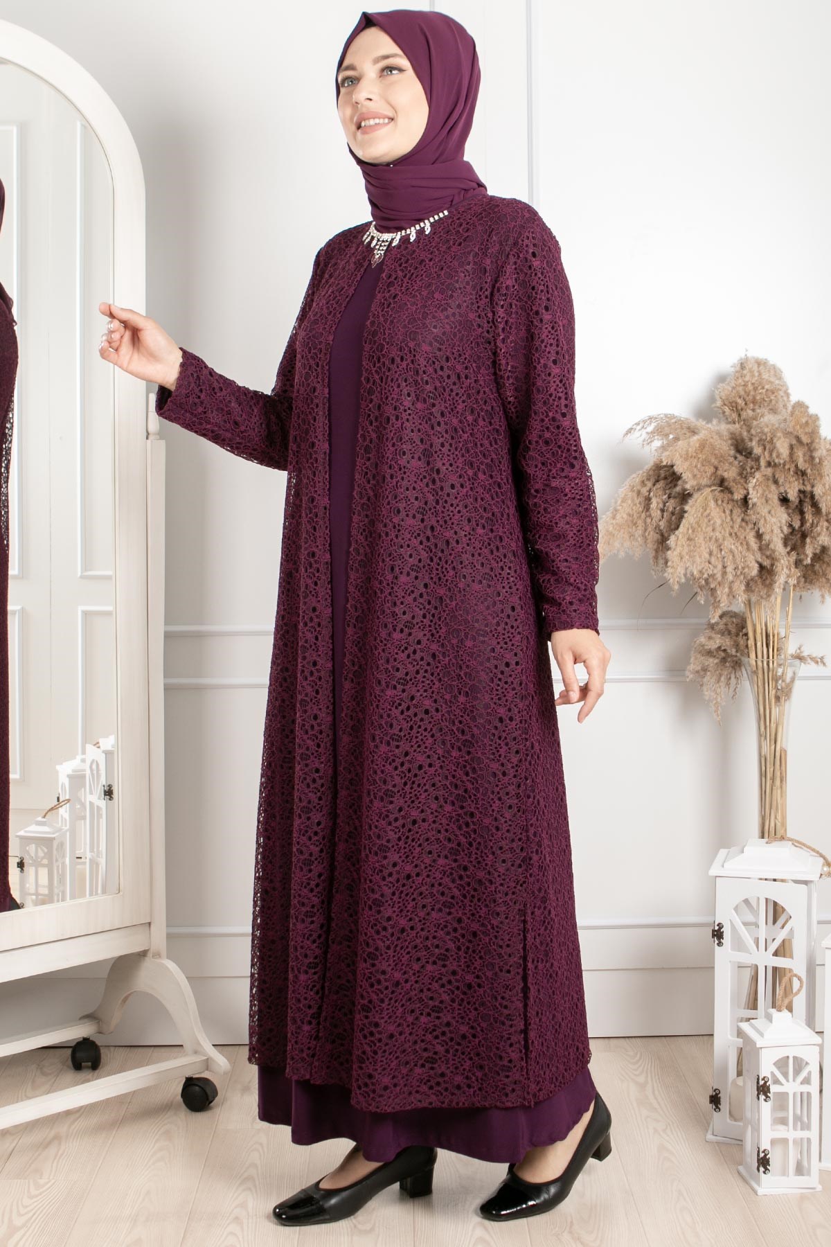 KOLYE DETAYLI ABİYE MDA2220-MÜRDÜMMDA