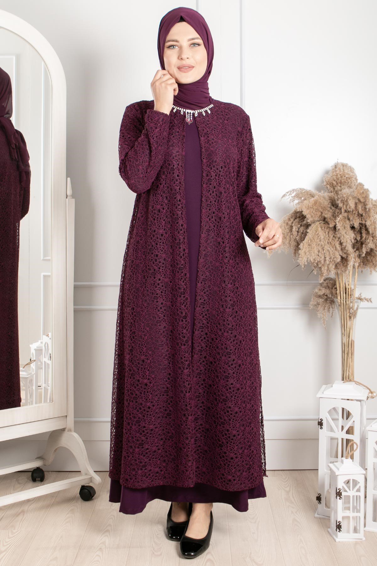 KOLYE DETAYLI ABİYE MDA2220-MÜRDÜMMDA