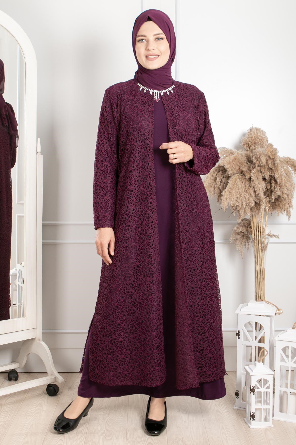 KOLYE DETAYLI ABİYE MDA2220-MÜRDÜMMDA