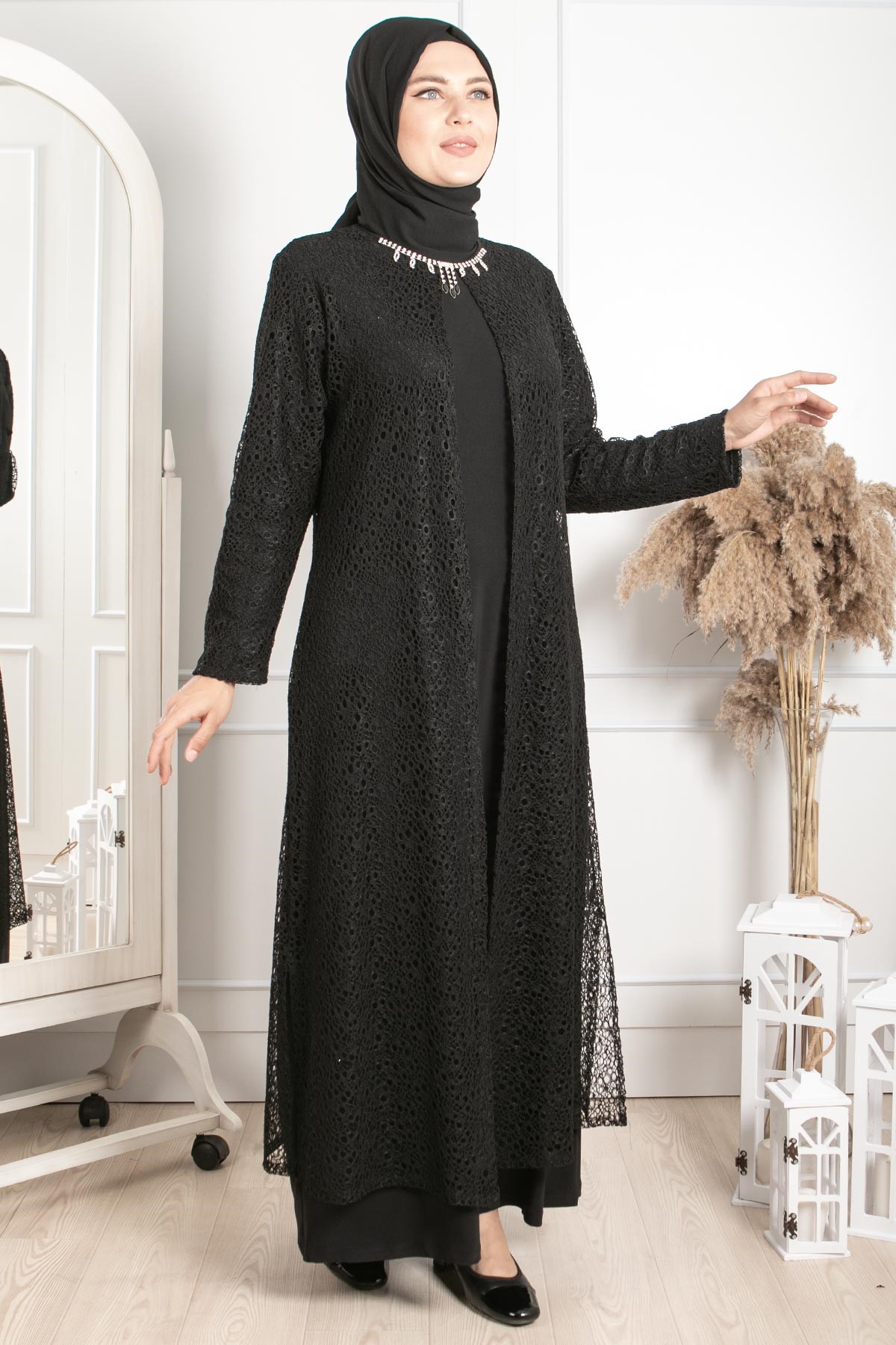 Kolye Detaylı Abiye Siyah MDA2220MDA2220-SİYAHMDA