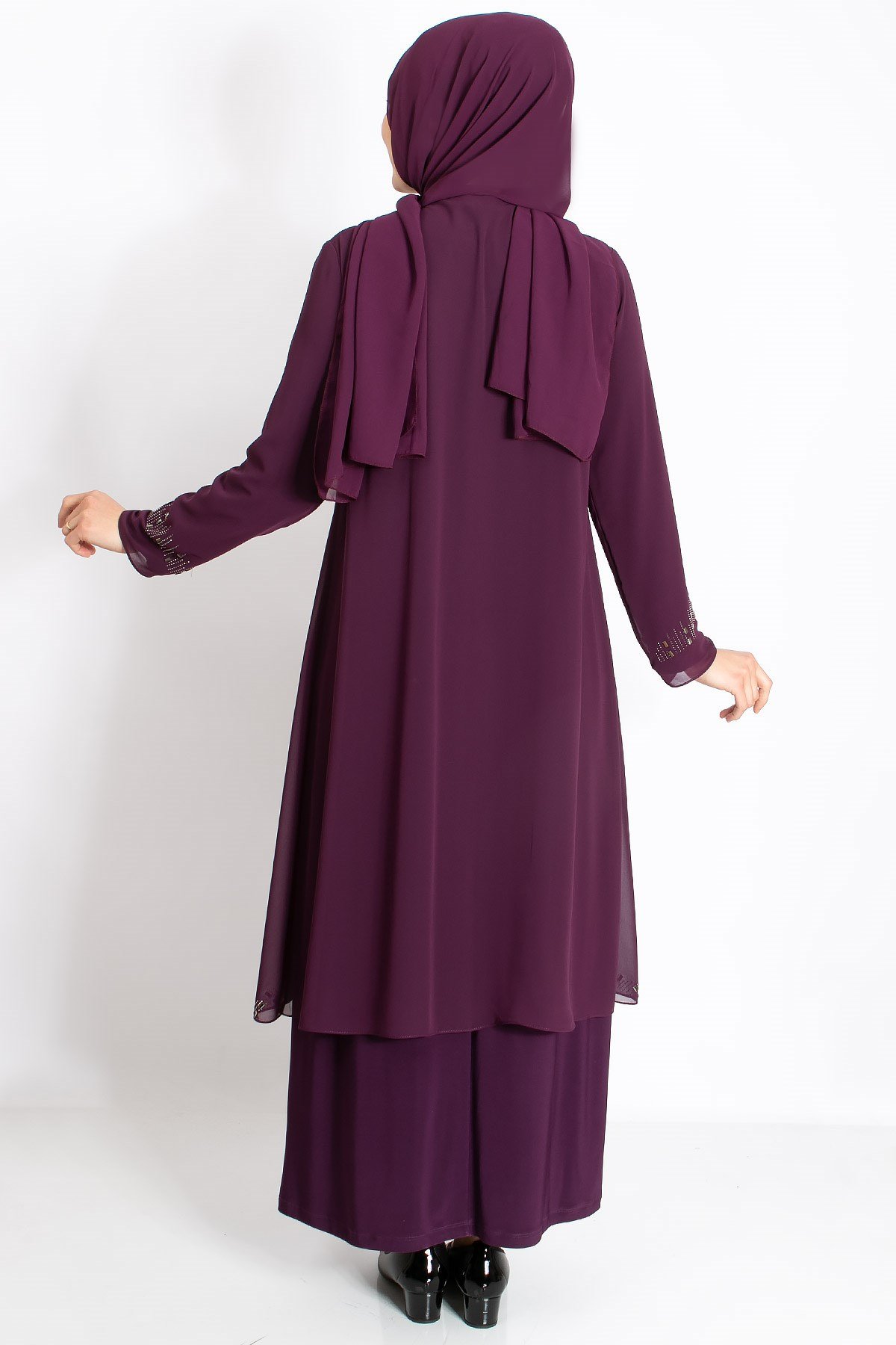 Taş İşleme Detaylı Abiye Mürdüm MDA2224MDA2224-MÜRDÜMMDA