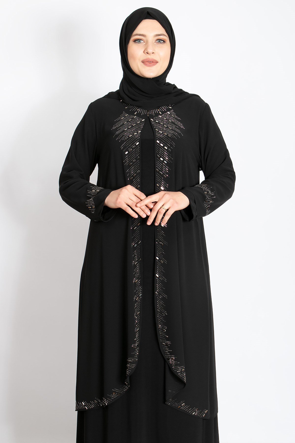 Taş İşleme Detaylı Abiye Siyah MDA2224MDA2224-SİYAHMDA