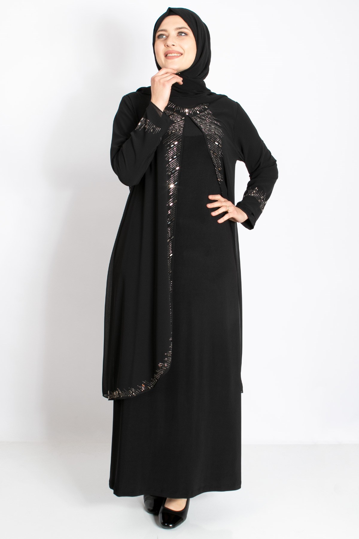 Taş İşleme Detaylı Abiye Siyah MDA2224MDA2224-SİYAHMDA