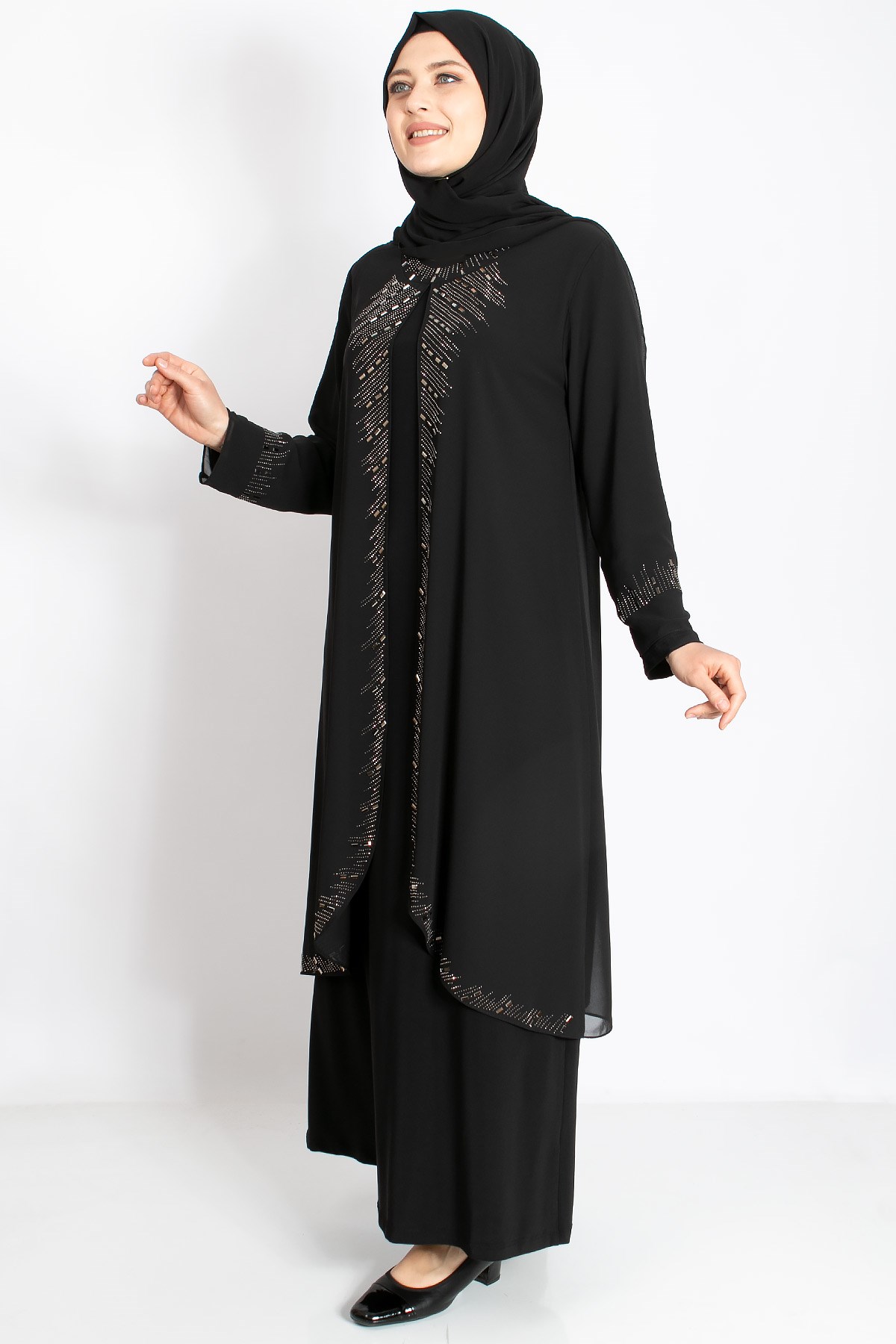 Taş İşleme Detaylı Abiye Siyah MDA2224MDA2224-SİYAHMDA