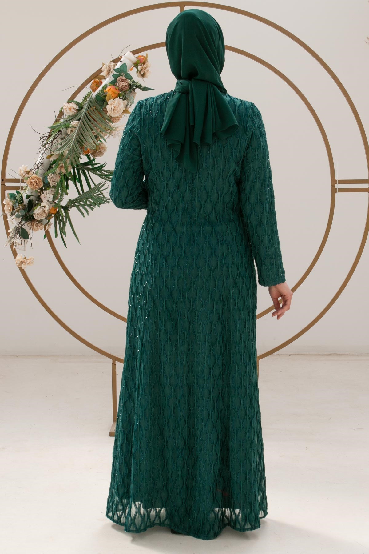 TAŞ İŞLEME DETAYLI SİMLİ ABİYEMDA2232-ZÜMRÜTMDA