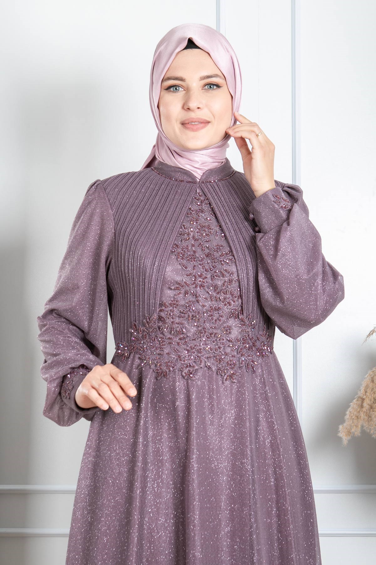 TAŞ İŞLEMELİ SİMLİ ABİYEMDA2256-LİLAMDA
