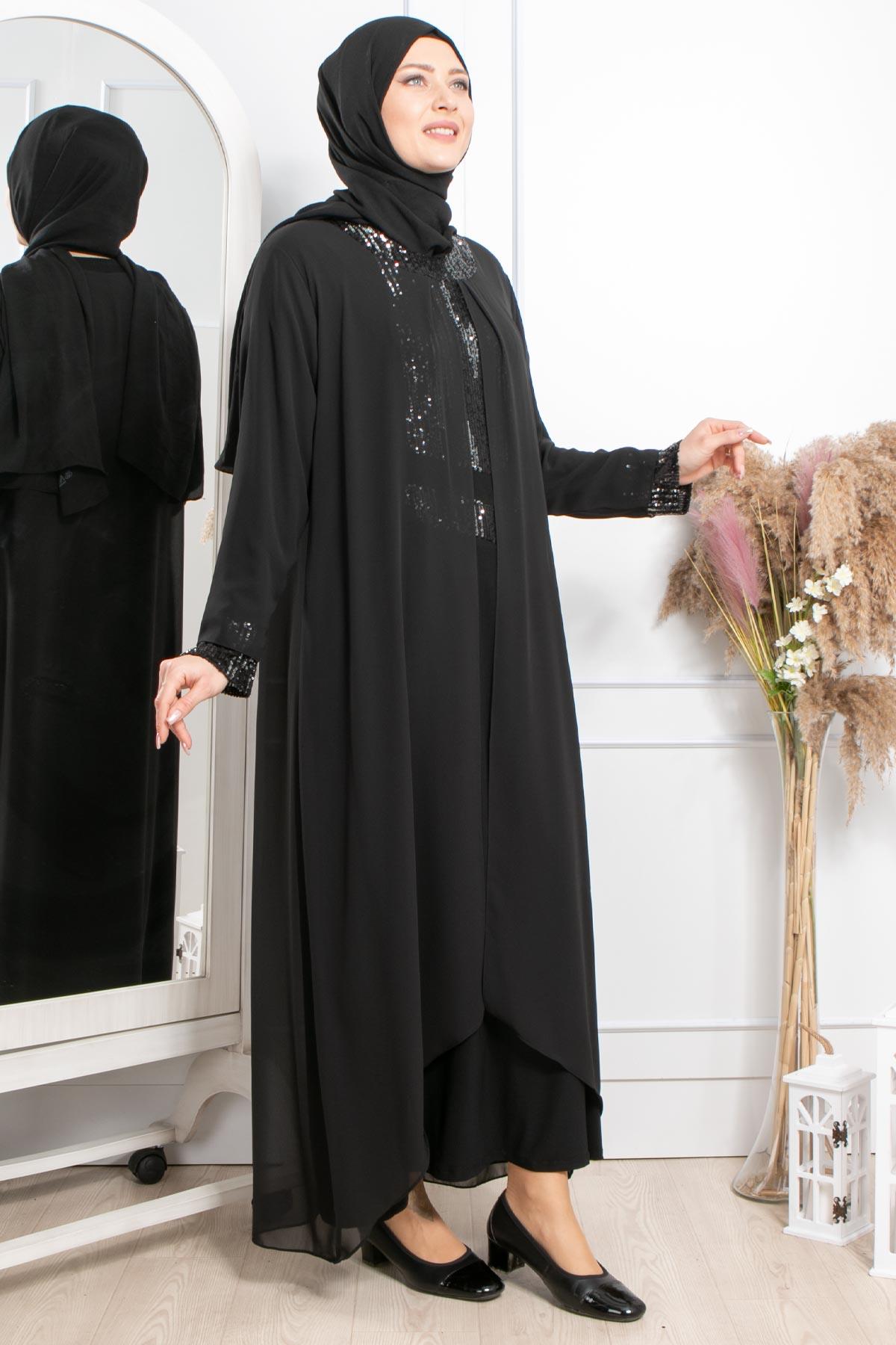 Pul Payet İşlemeli Abiye Siyah MDA2305MDA2305-SİYAHMDA