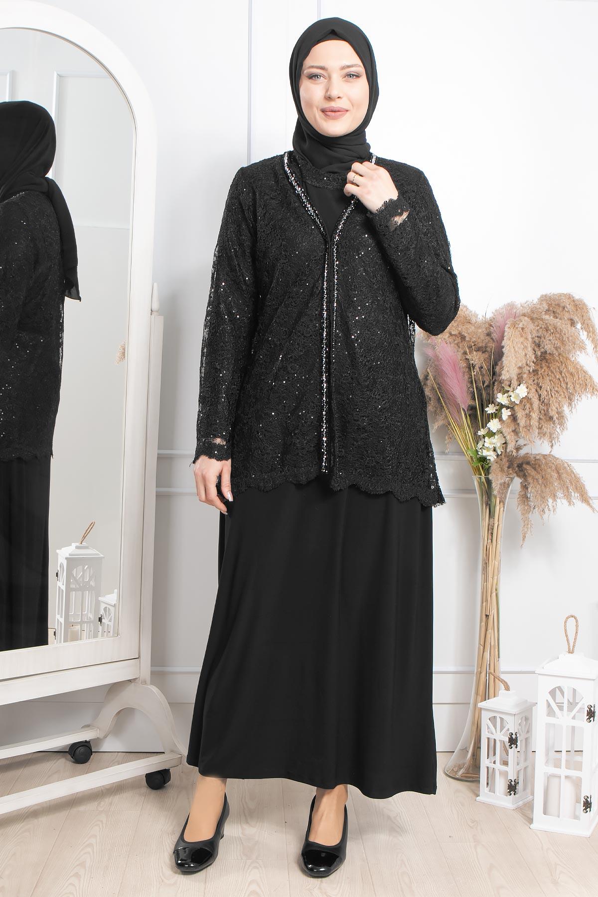 TAŞ İŞLEMELİ ABİYEMDA2309-SİYAHMDA