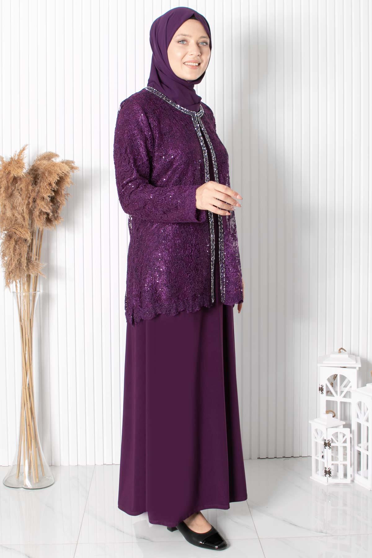 Abendkleid mit Spitze und Pailletten in Pflaume MDA2311
MDA2311-MÜRDÜMMDA