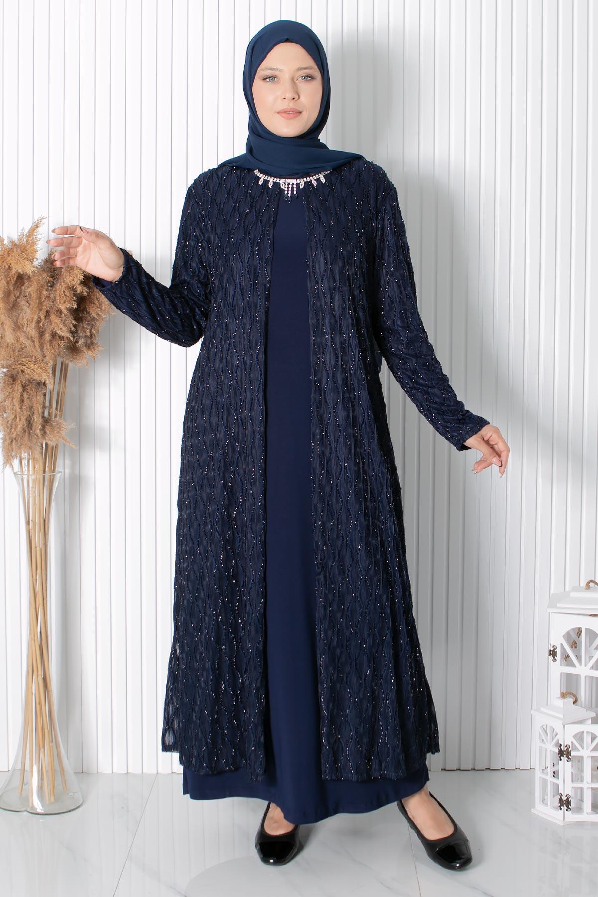 KOLYE DETAYLI ABİYEMDA2323-LACİVERTMDA