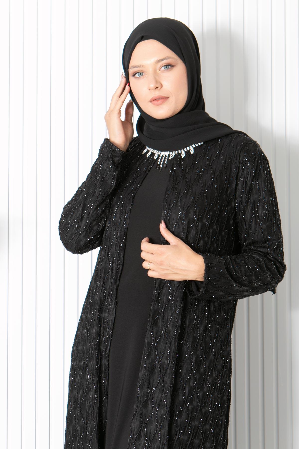 KOLYE DETAYLI ABİYEMDA2323-SİYAHMDA