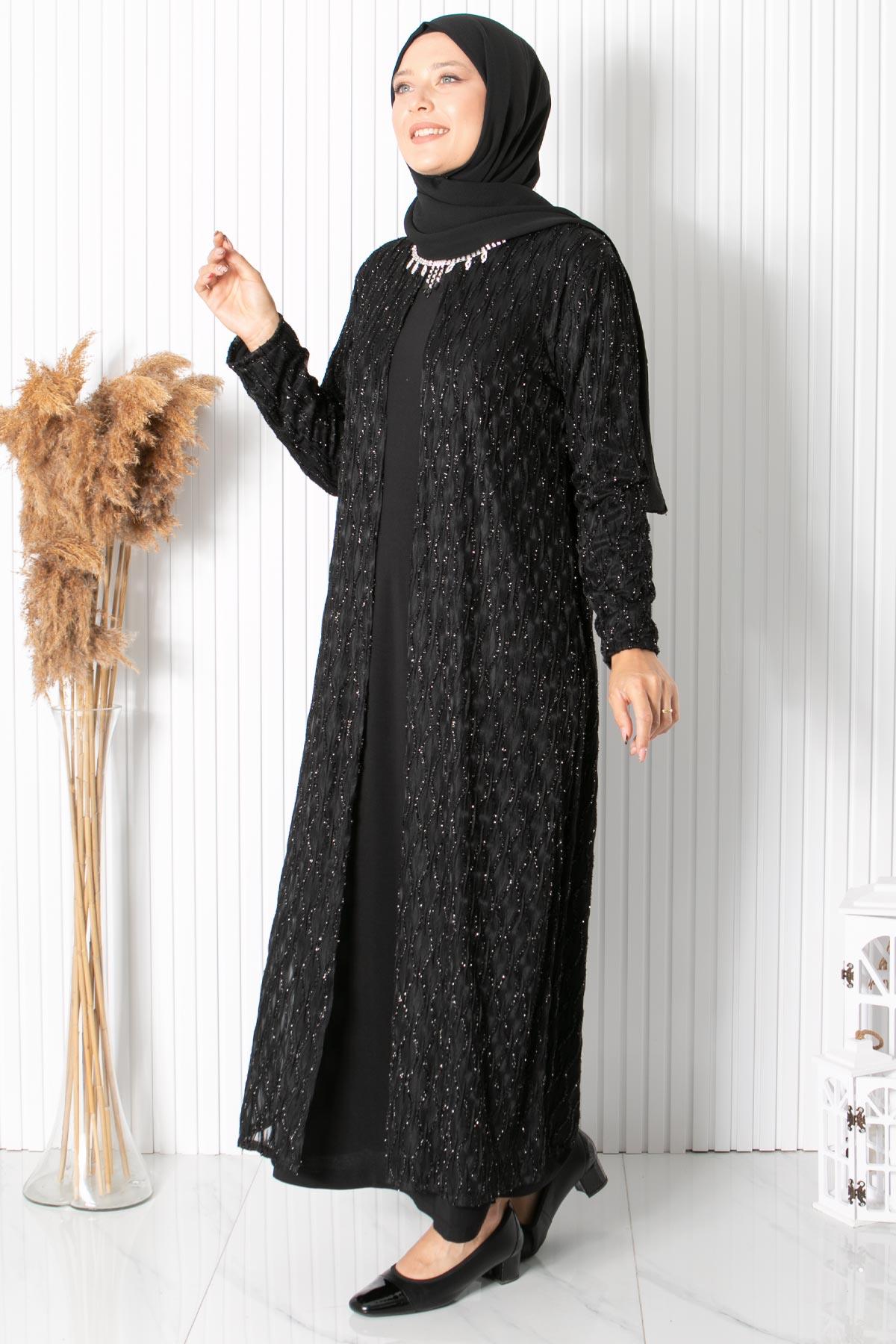 KOLYE DETAYLI ABİYEMDA2323-SİYAHMDA