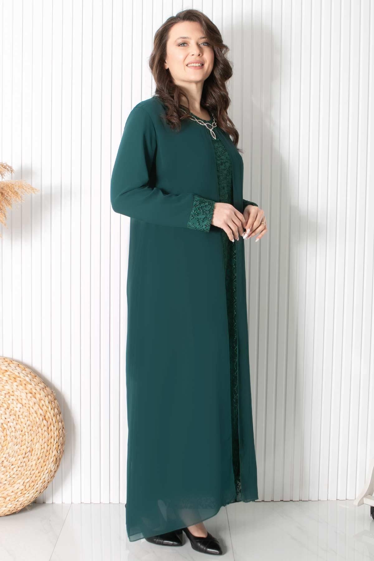 KOLYE DETAYLI ABİYEMDA2418-YEŞİLMDA