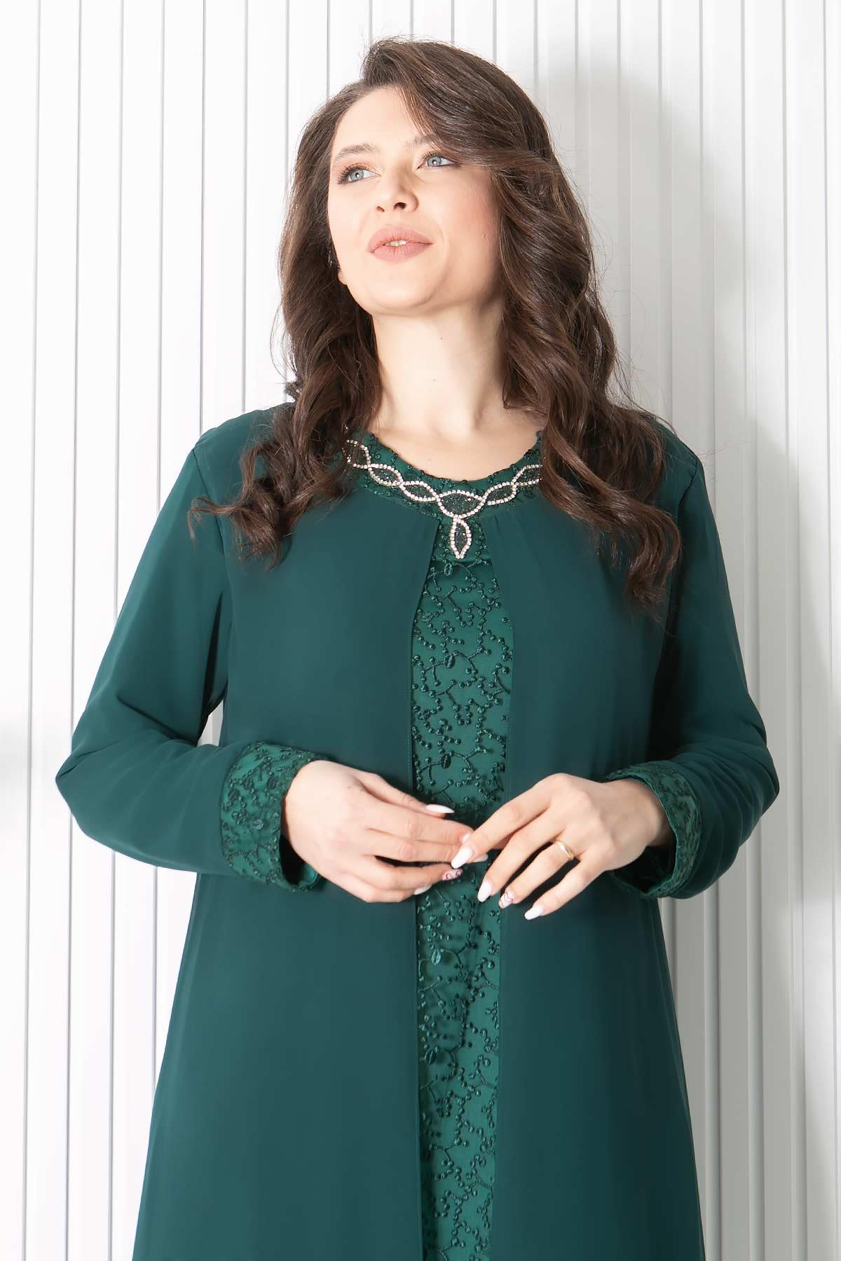 KOLYE DETAYLI ABİYEMDA2418-YEŞİLMDA