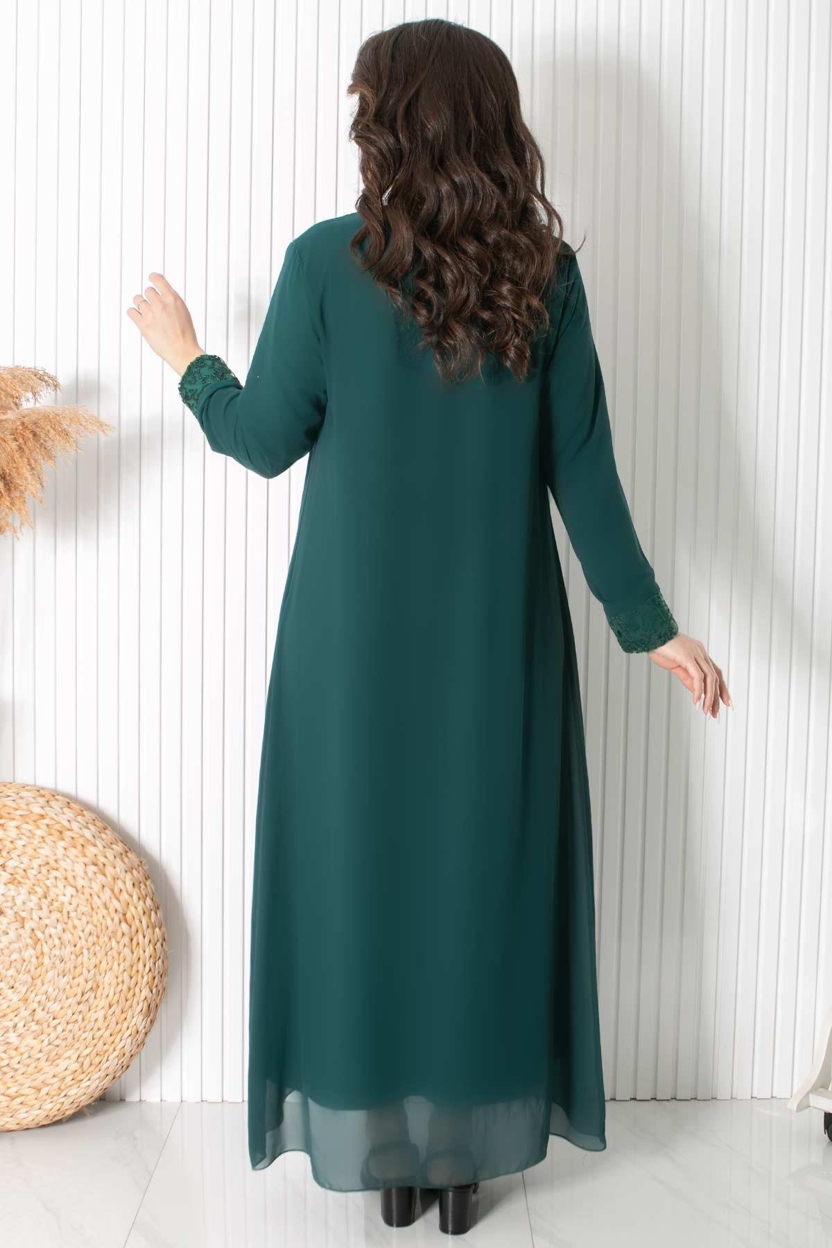 KOLYE DETAYLI ABİYEMDA2418-YEŞİLMDA