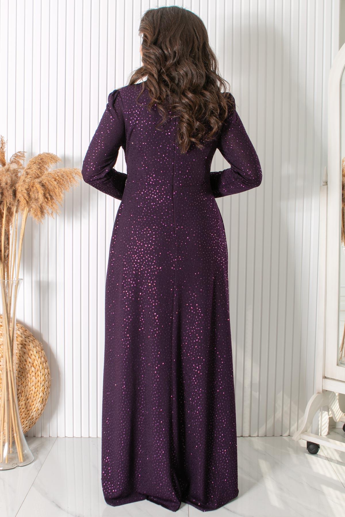 SİMLİ TAŞ BASKI DETAYLI ABİYEMDA2424-MÜRDÜMMDA