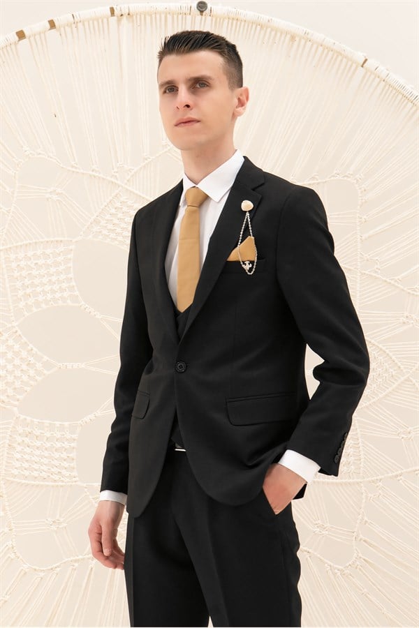 Pantalon - Gilet - Veste - 3 Piece Suit - Doublure - Noir - MDV100MDV100-SİYAHModaviki