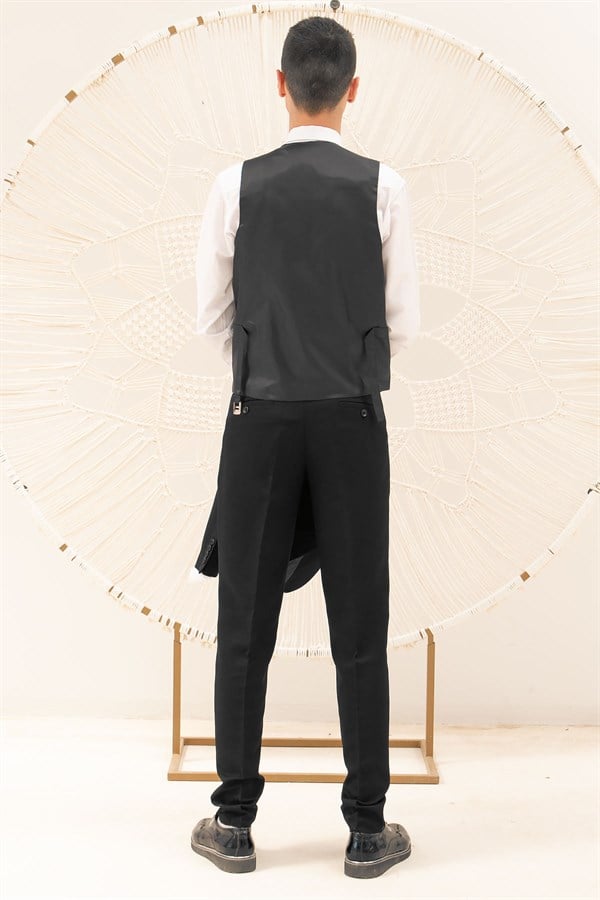 Pantalon - Gilet - Veste - 3 Piece Suit - Doublure - Noir - MDV100MDV100-SİYAHModaviki