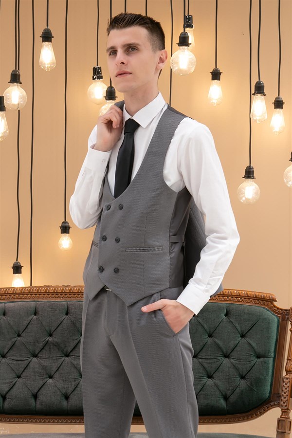 Pantalon - Gilet - Veste - 3 Piece Suit - Doublure - Anthracite - MDV101MDV101-ANTRASİTModaviki
