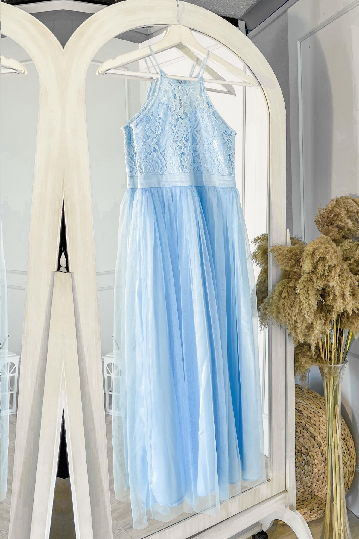 DANTEL DETAYLI TÜL ÇOCUK ABİYEMDV302-BEBE MAVİFahima