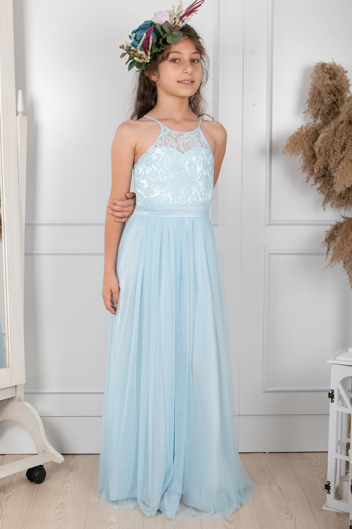 Lace Detailedtool Children's Evening Dresses Baby Blue  MDV302MDV302-BEBE MAVİFahima