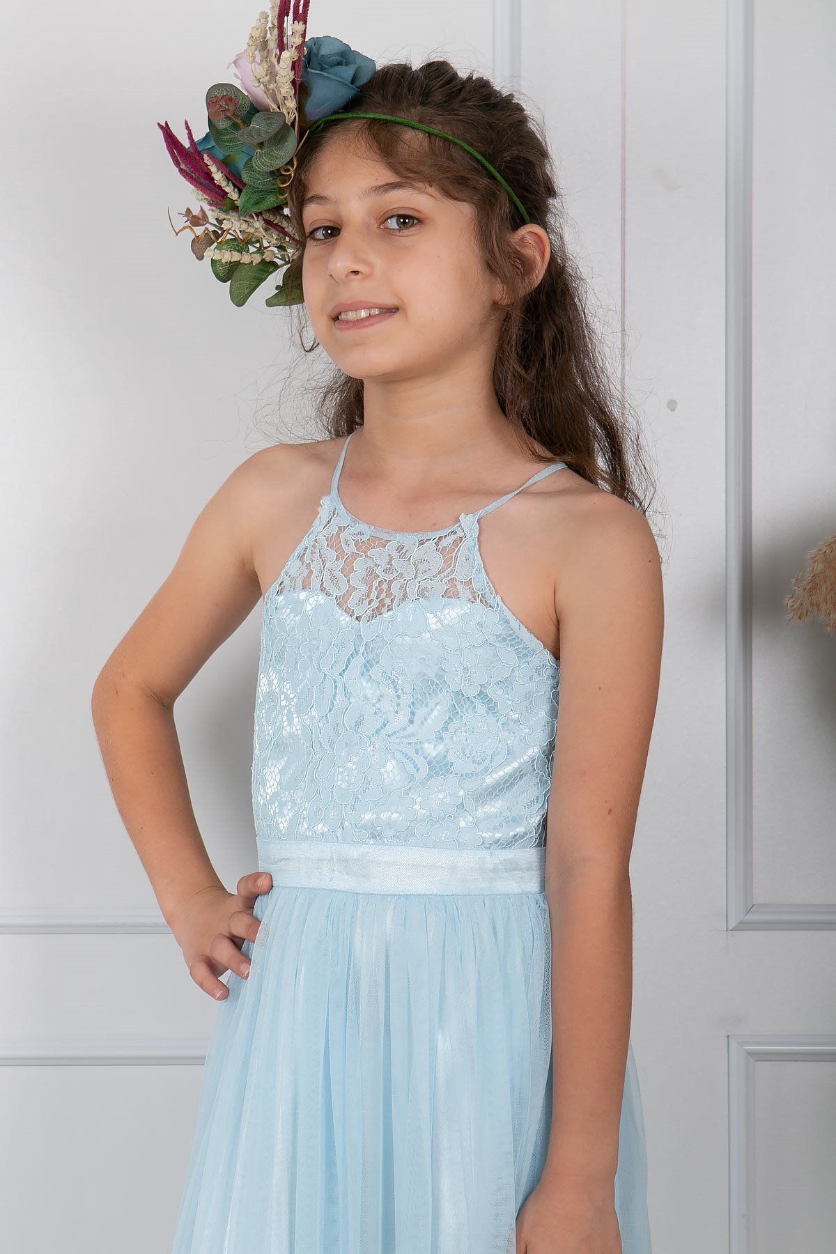 Lace Detailedtool Children's Evening Dresses Baby Blue  MDV302MDV302-BEBE MAVİFahima