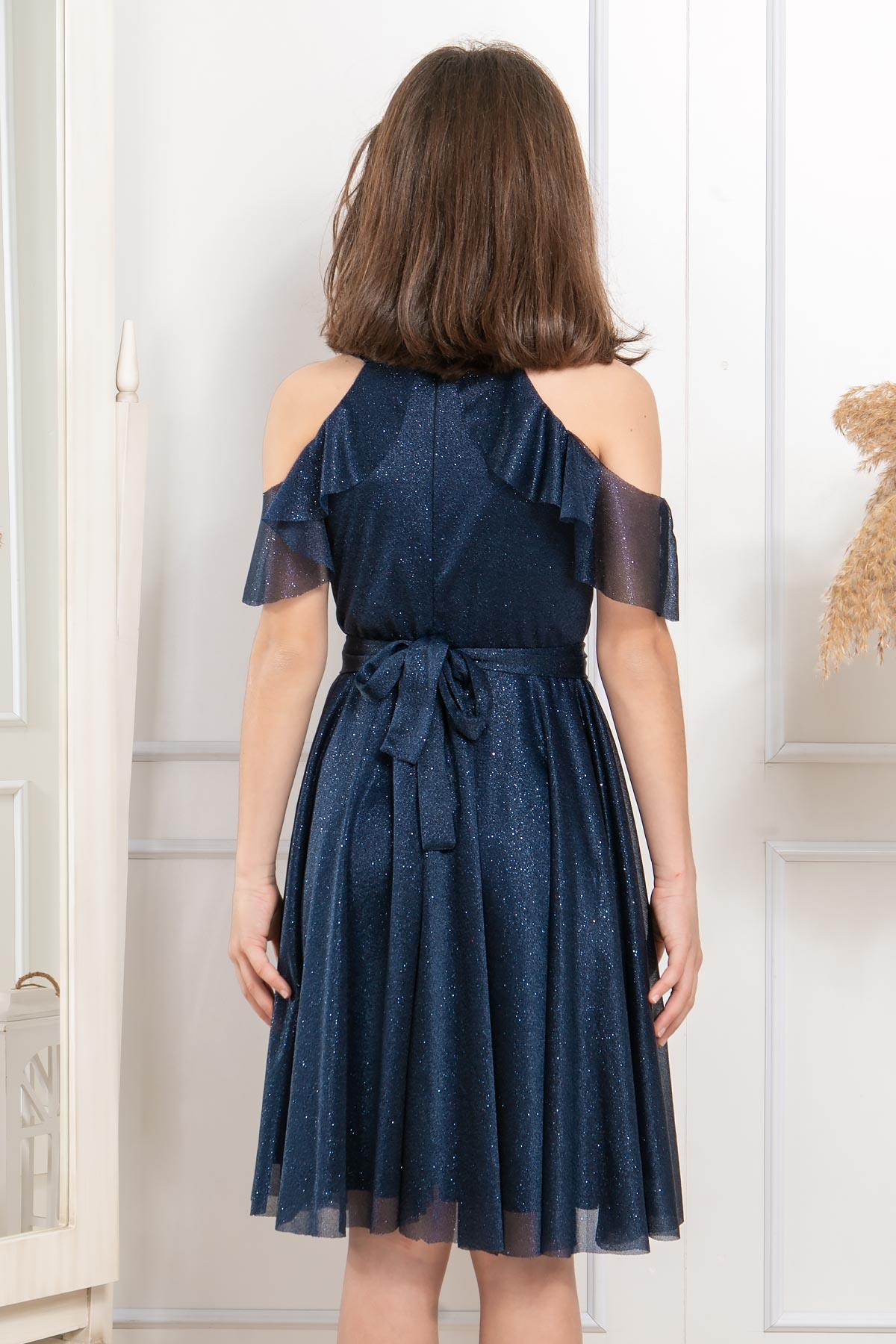 SİMLİ TÜL ÇOCUK ABİYEMDV310-LACİVERTModaviki