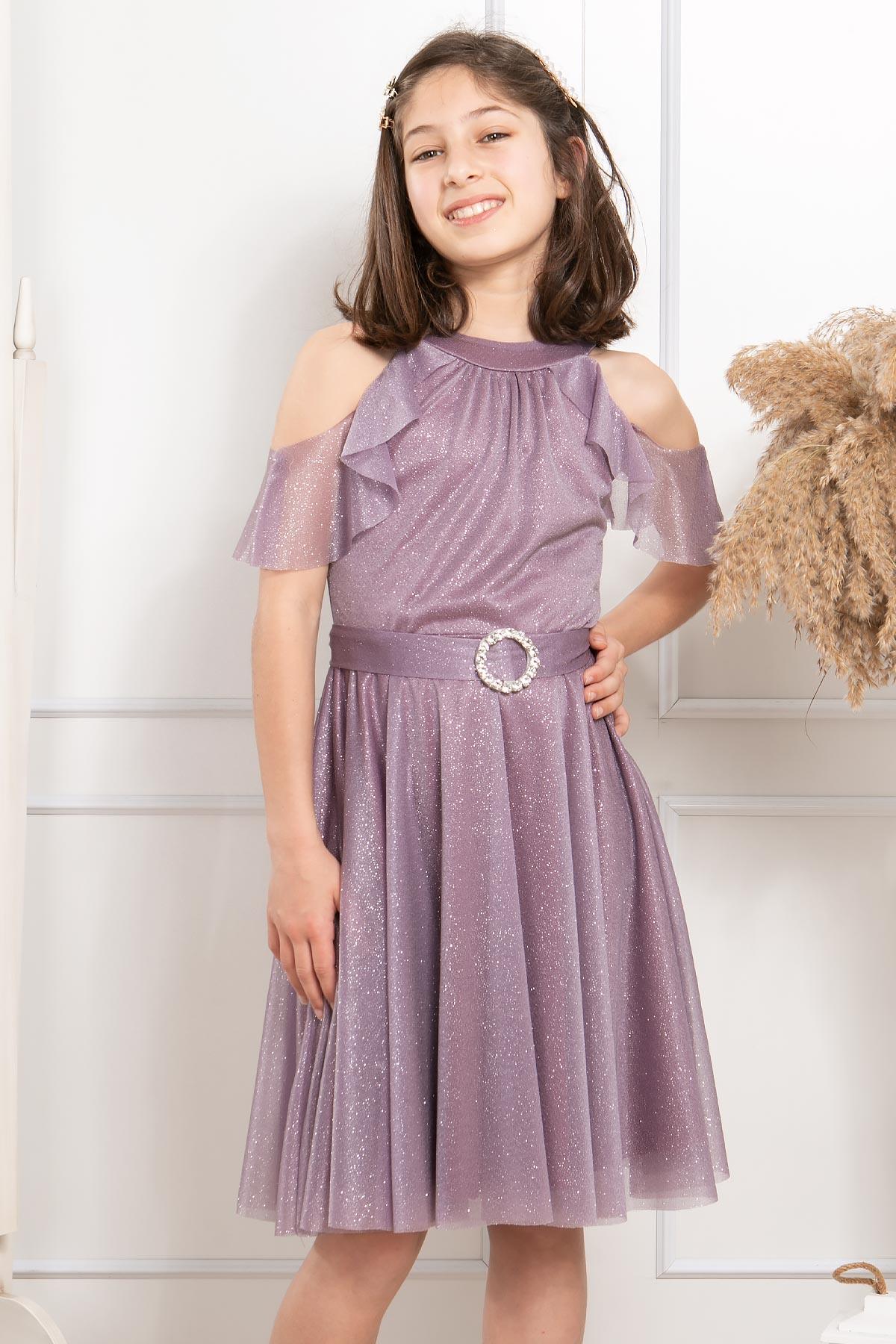 SİMLİ TÜL ÇOCUK ABİYEMDV310-LİLAModaviki