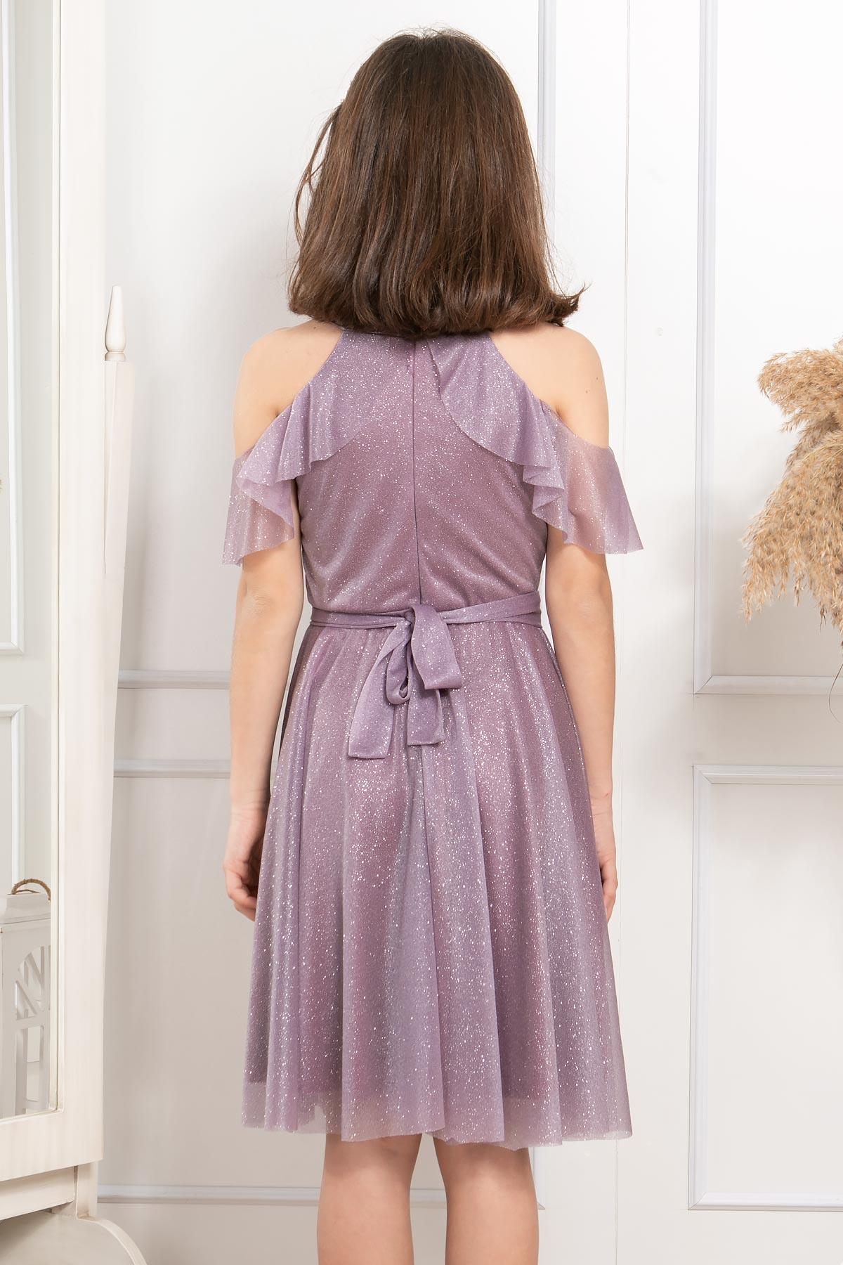 SİMLİ TÜL ÇOCUK ABİYEMDV310-LİLAModaviki