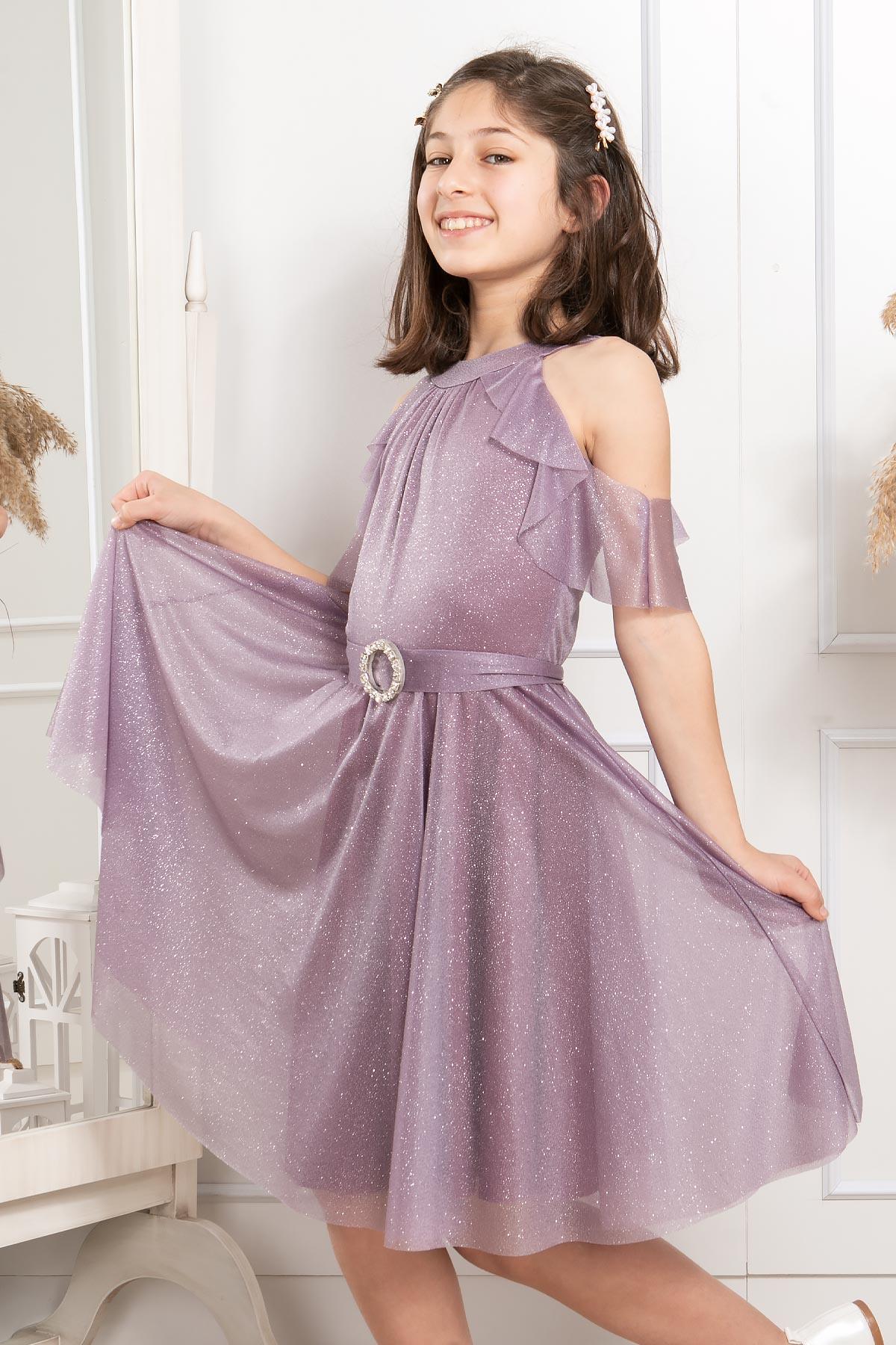 SİMLİ TÜL ÇOCUK ABİYEMDV310-LİLAModaviki