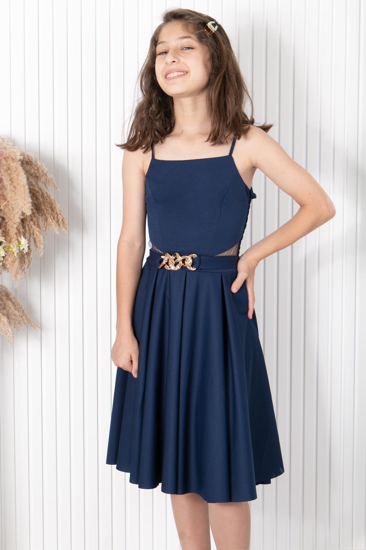 9-14 YAŞ ZİNCİR KEMERLİ ABİYEMDV318-LACİVERTModaviki