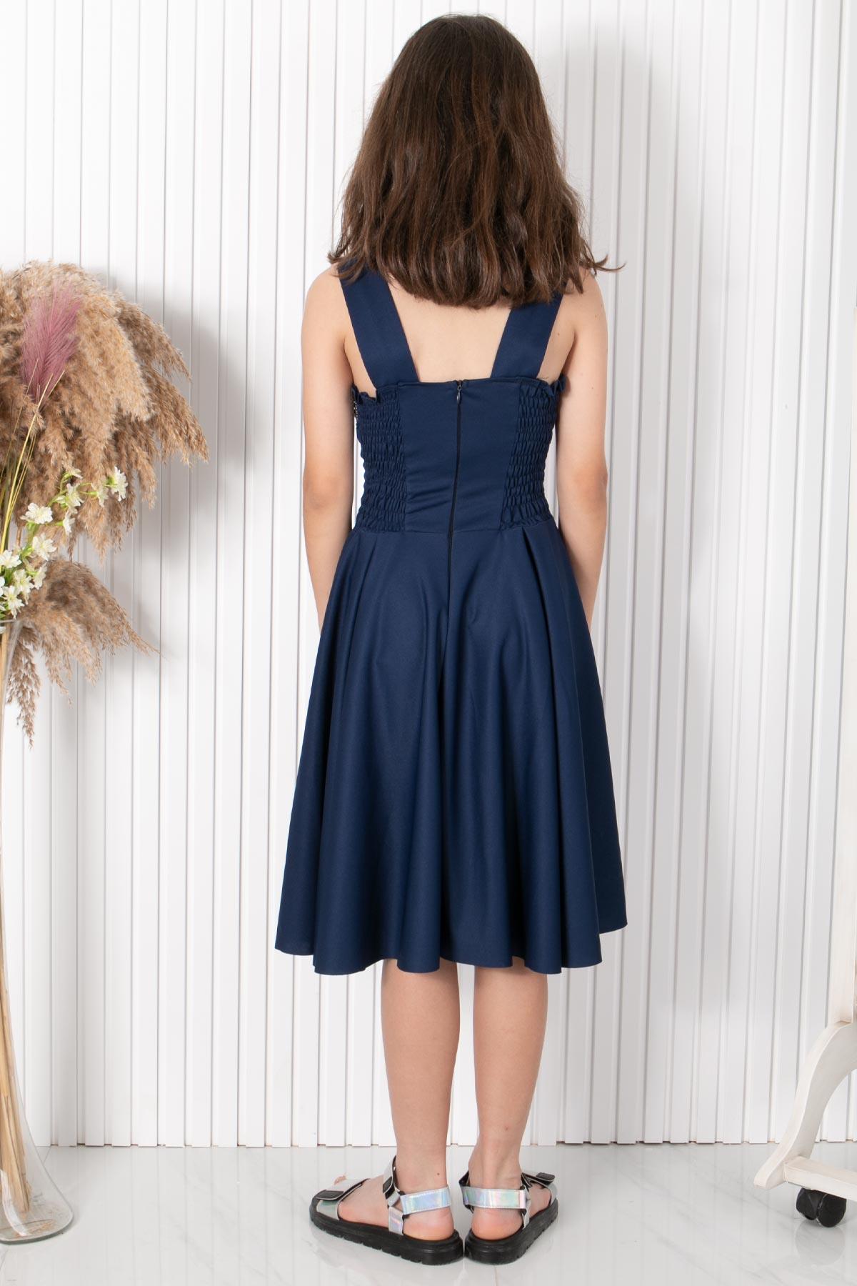 9-14 YAŞ TAŞ BASKI ABİYEMDV320-LACİVERTModaviki