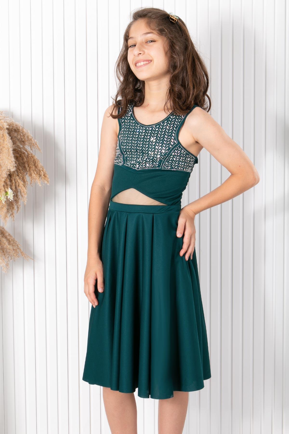 9-14 YAŞ TAŞ BASKI ABİYEMDV320-ZÜMRÜTModaviki