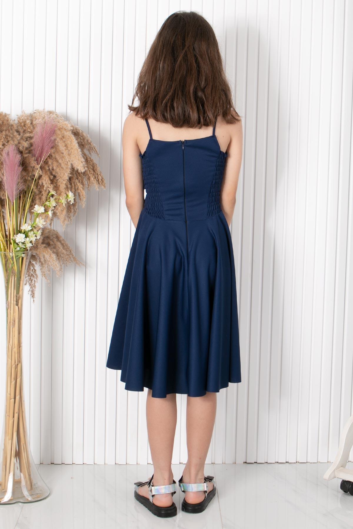 9-14 YAŞ TAŞ KEMERLİ ABİYEMDV322-LACİVERTModaviki