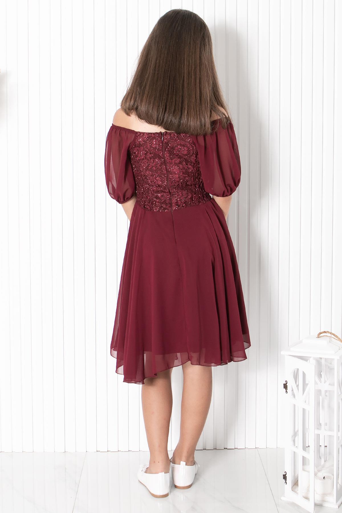 BALON KOL DETAYLI ŞİFON ABİYEMDV332-BORDOModaviki