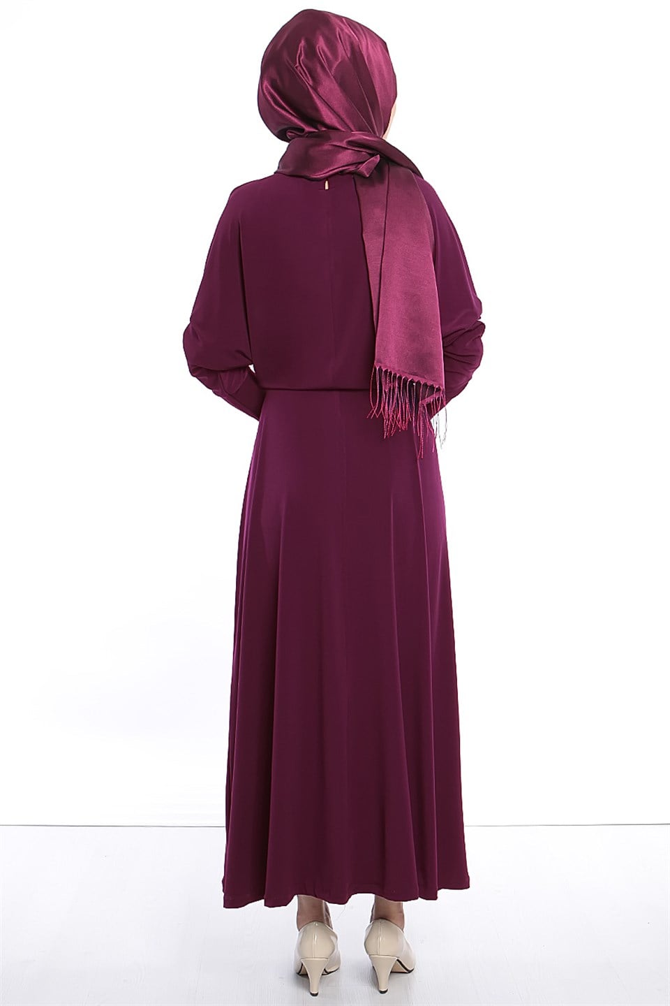 Dress - Lycra - Unlined - Crew Neck - Plum - FHM405FHM405-MÜRDÜMKategorisiz