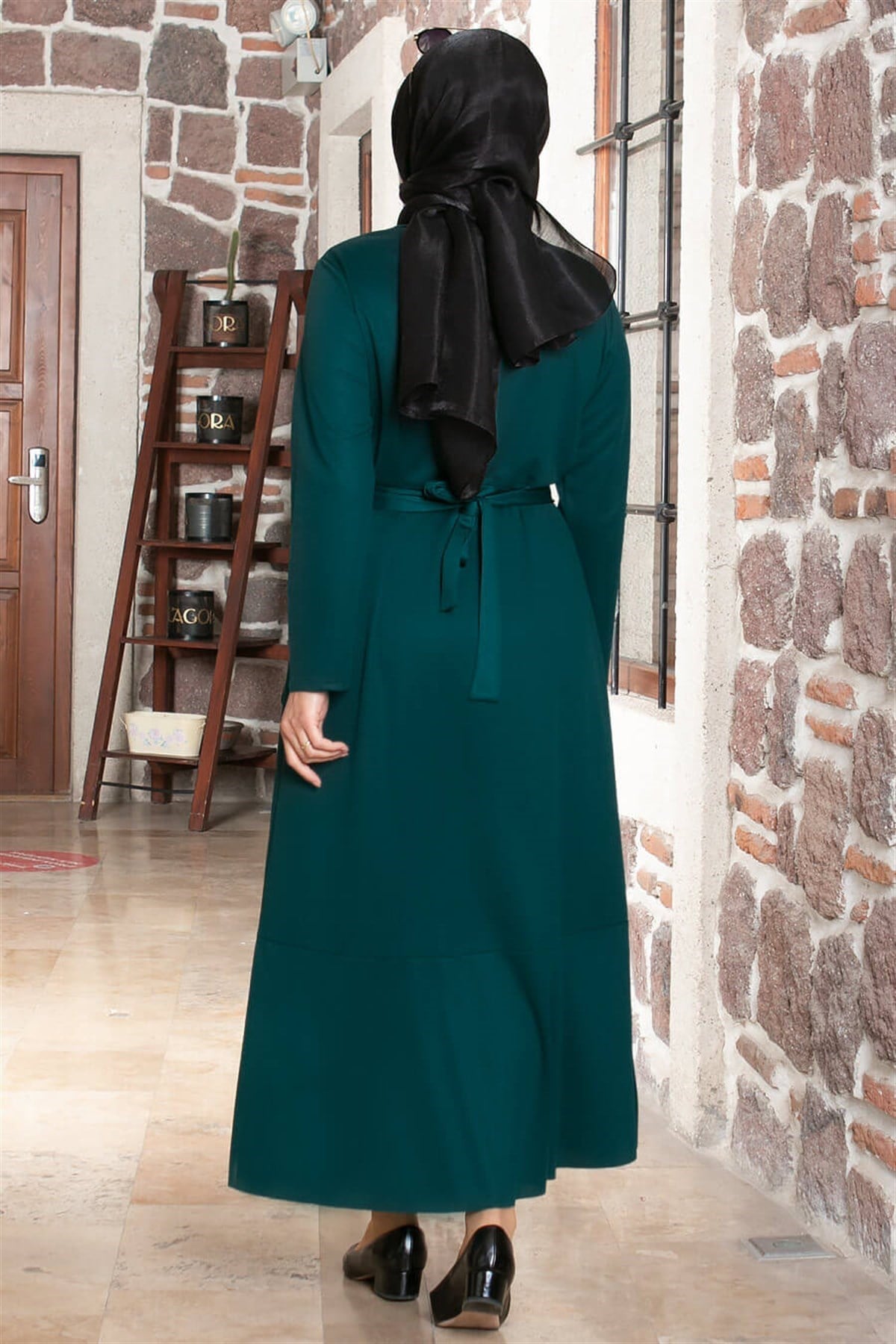 Fırfır Detaylı Tesettür Elbise Zümrüt MFA1802MFA1802-ZÜMRÜTMFA Moda