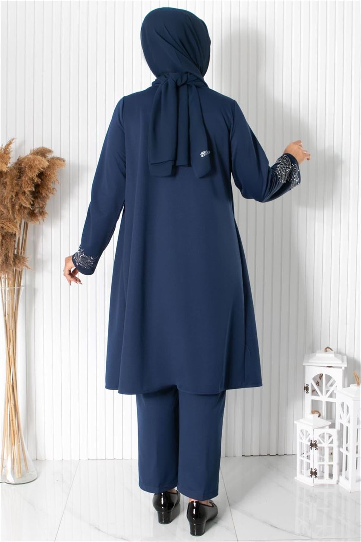 Büyük Beden Pantolon Tunik Abiye Takım Lacivert MFA1890MFA1890-LACİVERTMFA Moda