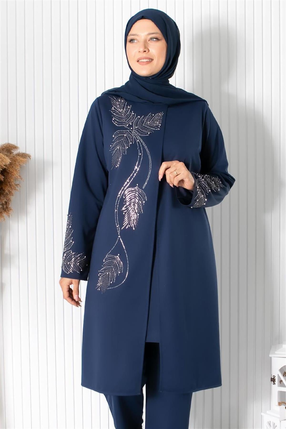 Büyük Beden Pantolon Tunik Abiye Takım Lacivert MFA1890MFA1890-LACİVERTMFA Moda