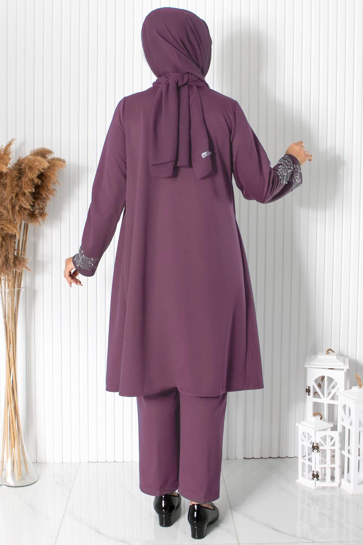 Büyük Beden Pantolon Tunik Abiye Takım Lila MFA1890MFA1890-LİLAMFA Moda