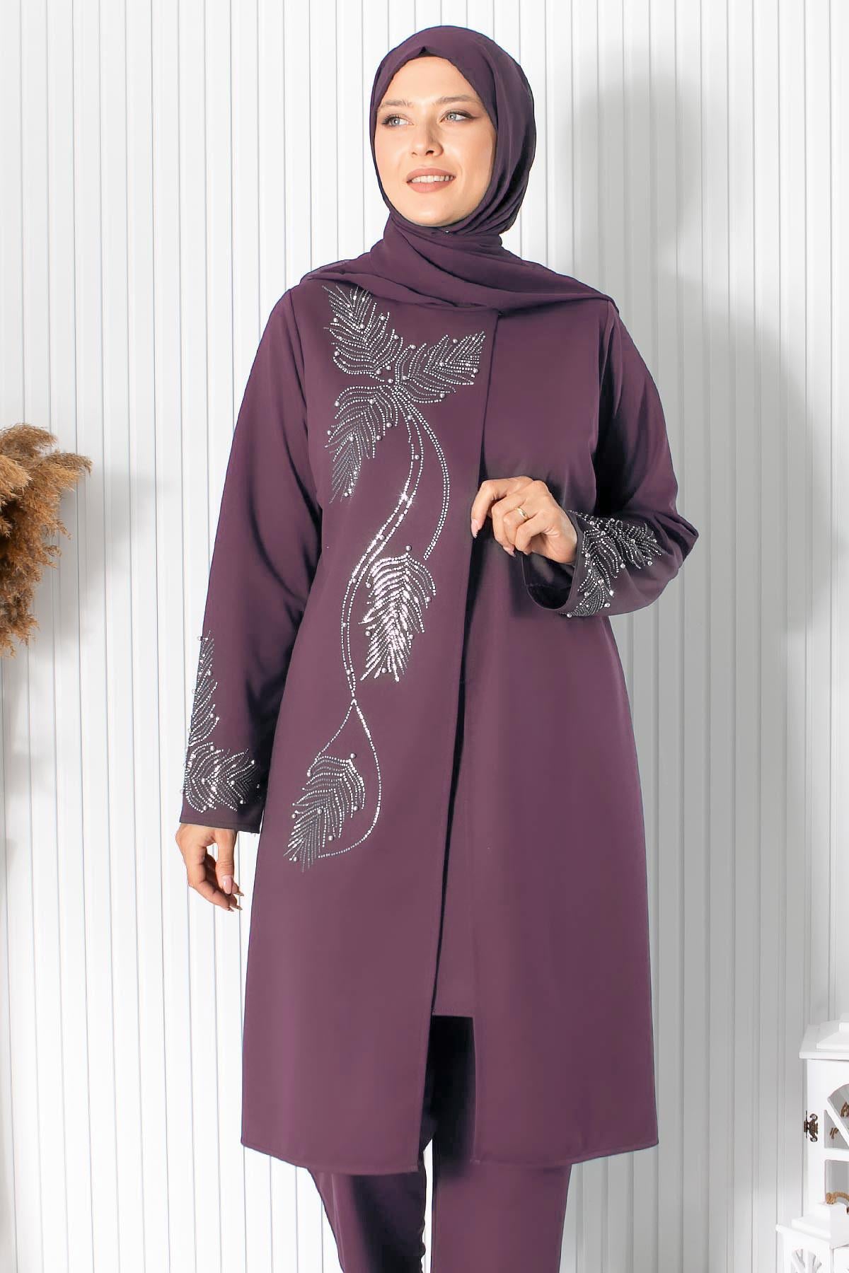 Büyük Beden Pantolon Tunik Abiye Takım Lila MFA1890MFA1890-LİLAMFA Moda
