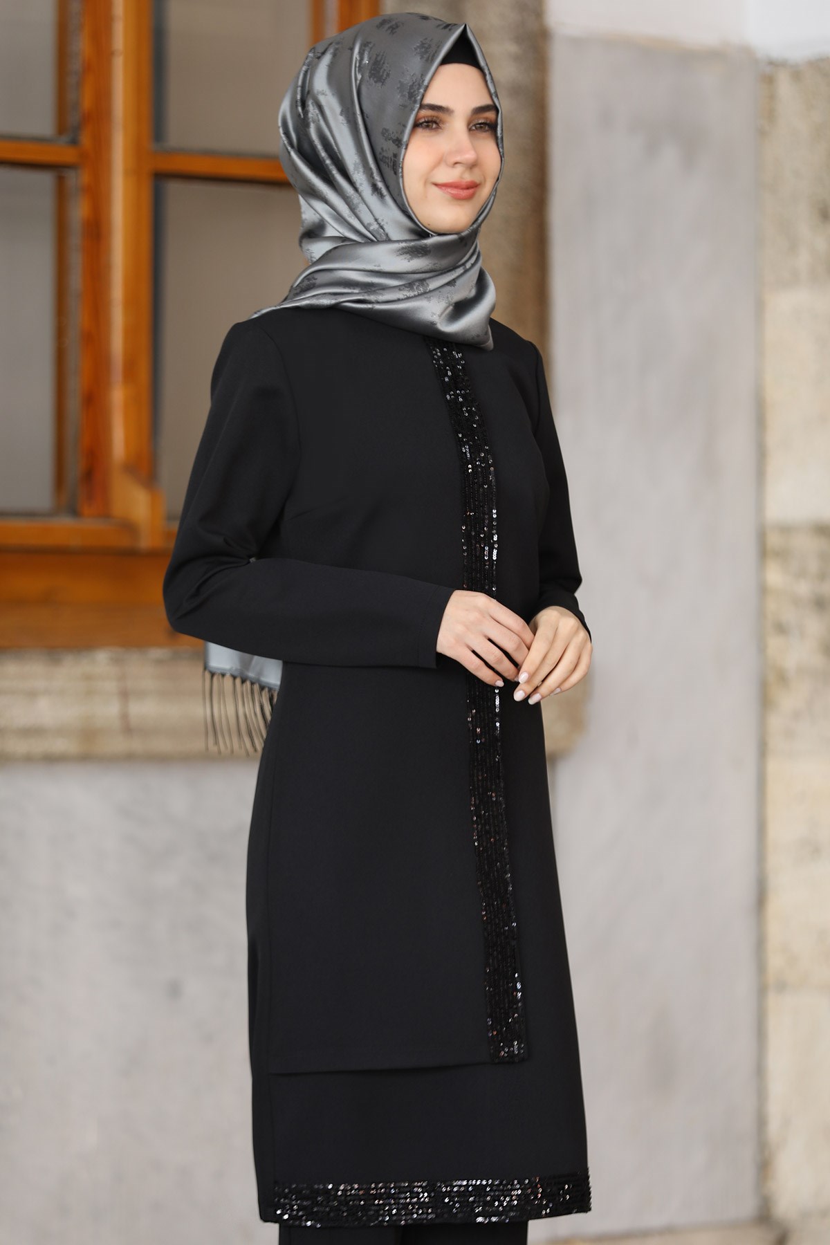 PUL PAYET İŞLEMELİ İKİLİ TAKIMMSA01-SİYAHMSA