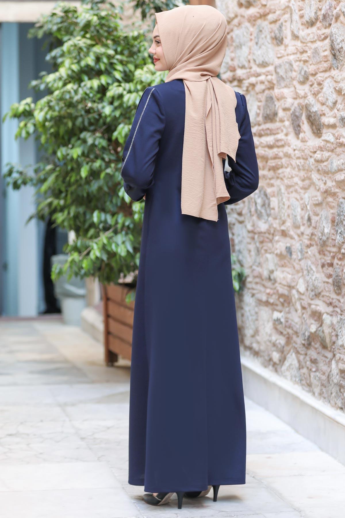 HİRA İŞLEMELİ FERACESN56-LACİVERTSefanisa