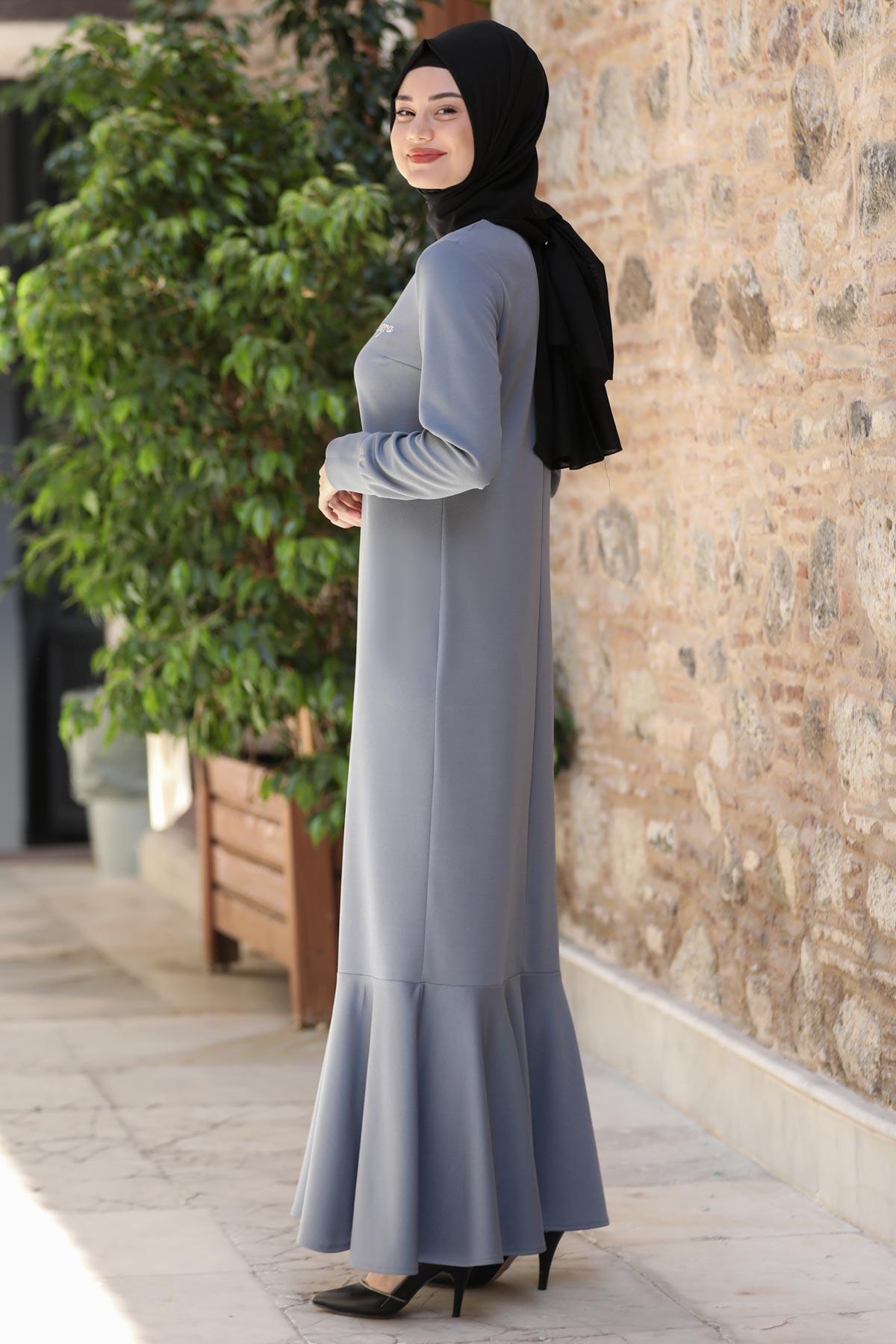 AZRA ELBİSESN62-GRİSefanisa