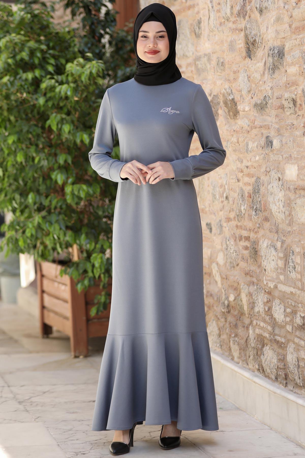AZRA ELBİSESN62-GRİSefanisa