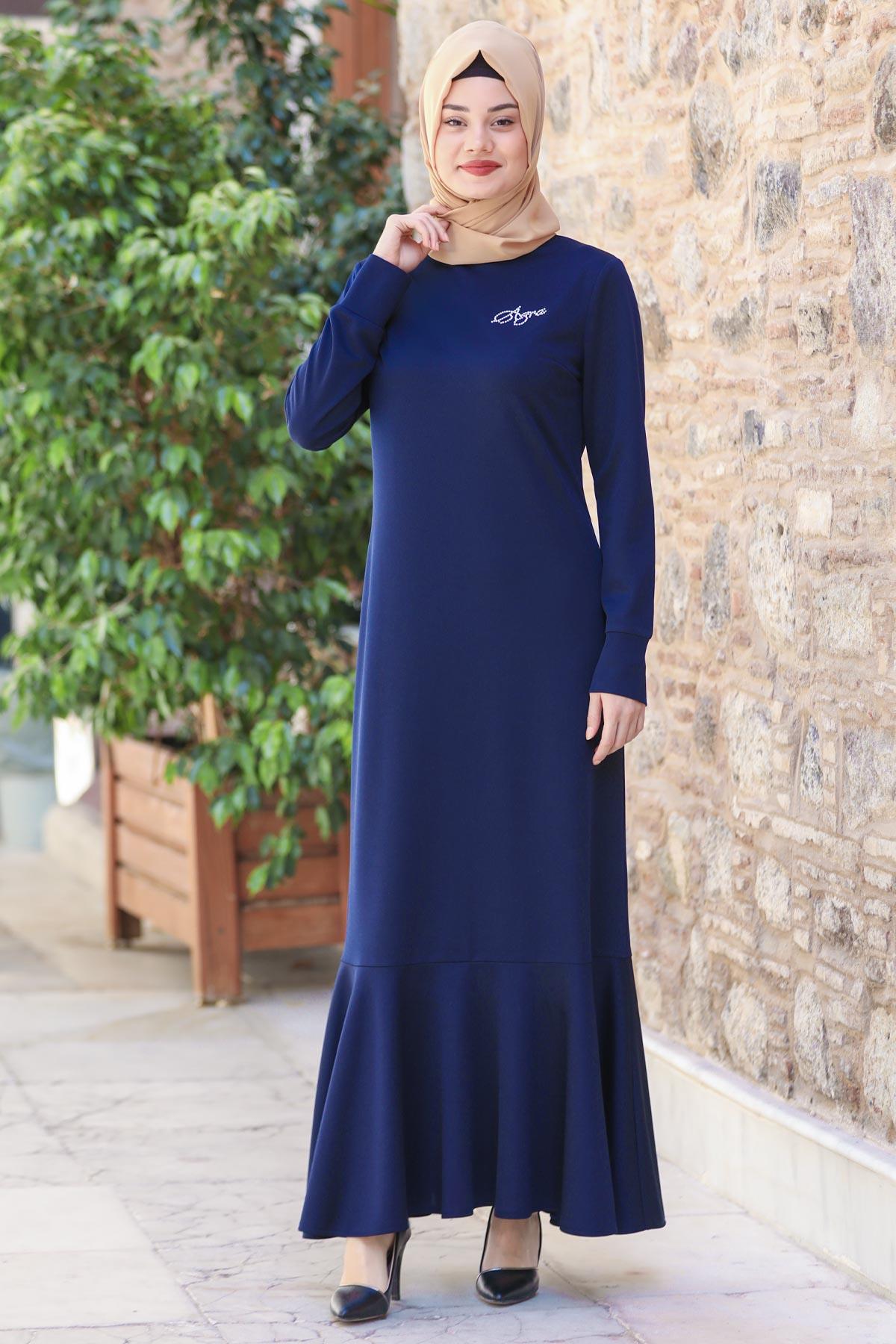 AZRA ELBİSESN62-LACİVERTSefanisa