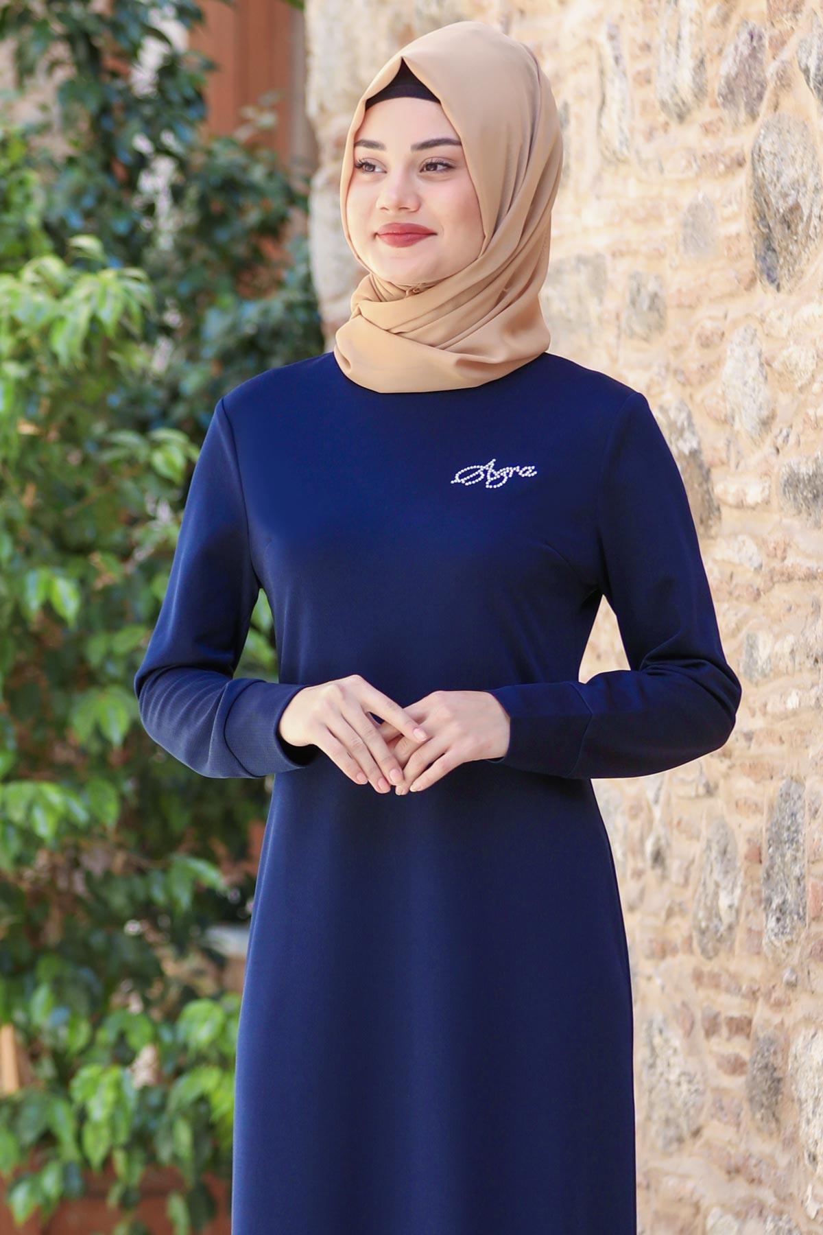 AZRA ELBİSESN62-LACİVERTSefanisa