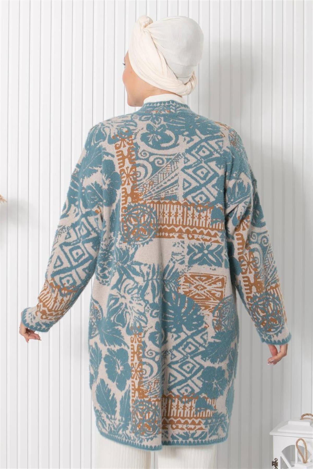 DESENLİ TRİKO CEKETT026-MAVİFahima Elite