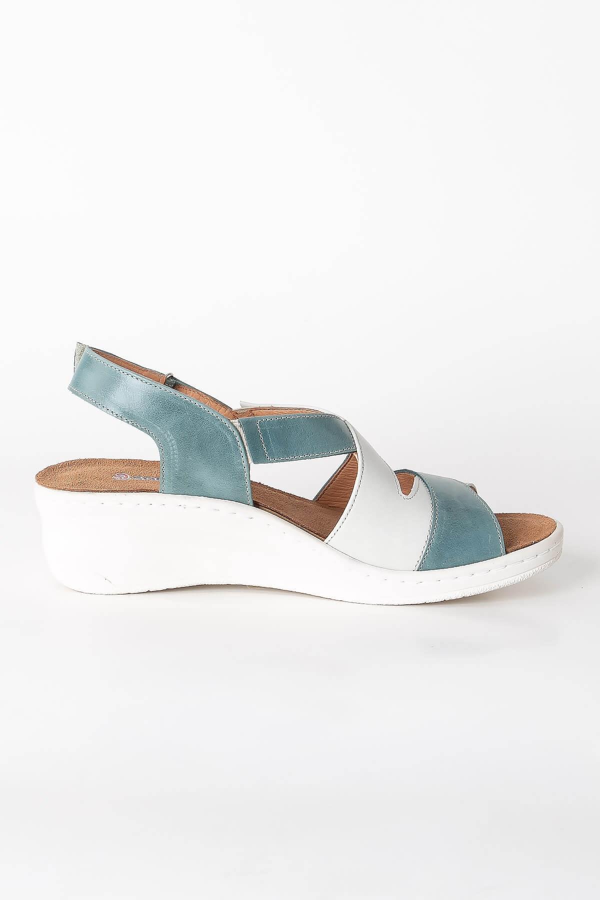 Sandales Anatomiques En Cuir Véritable Bleu ZND1365802ZND1365802-MAVİSoftMode