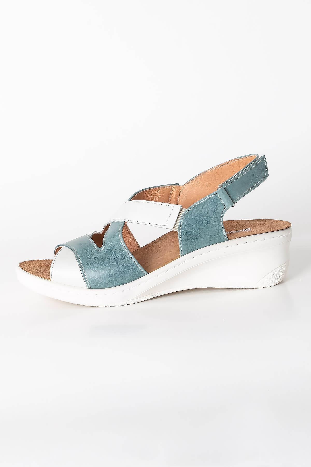 Sandales Anatomiques En Cuir Véritable Bleu ZND1365802ZND1365802-MAVİSoftMode